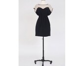 Black Dress with See-Through / 2 Tone Dress / Cute Black Dress