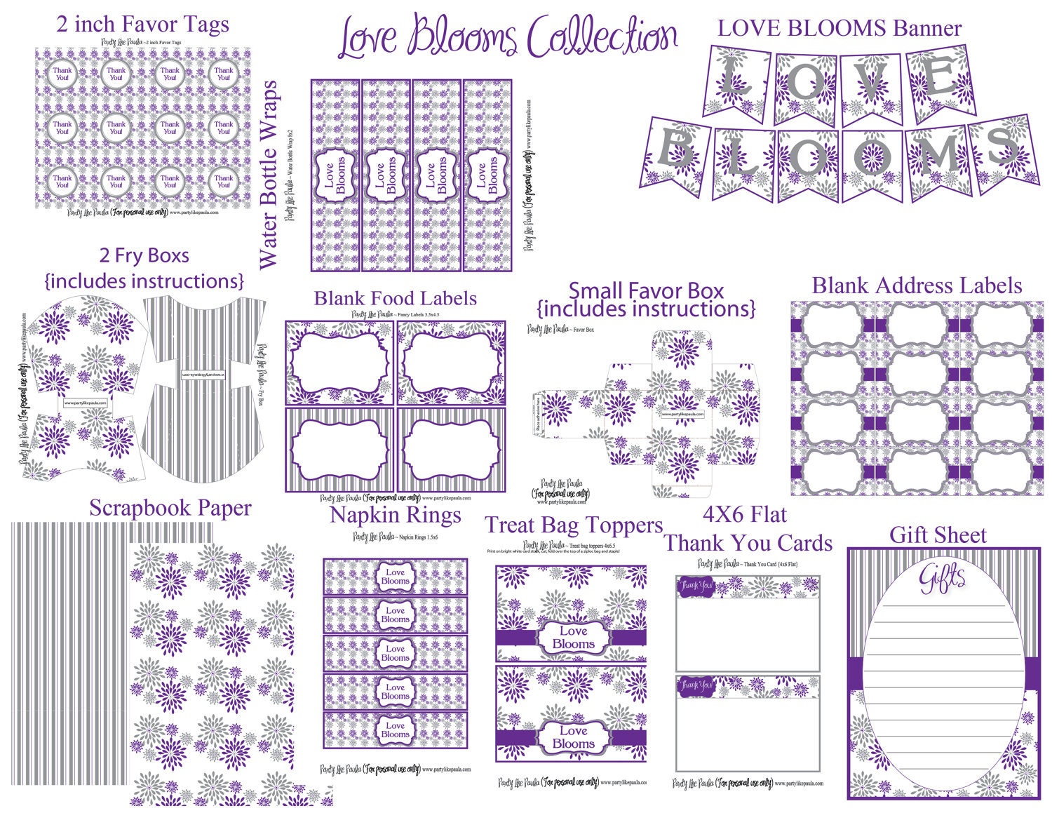 Printable Love Blooms Bridal Shower Package...by Party Like Paula