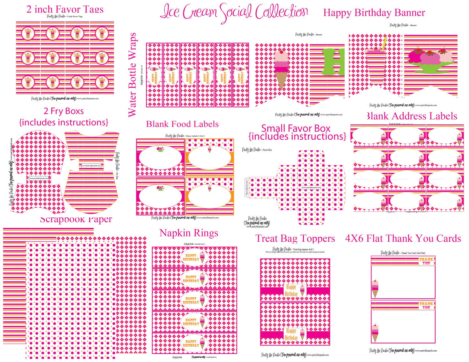 Printable Ice Cream Social Party Package...by Party Like Paula