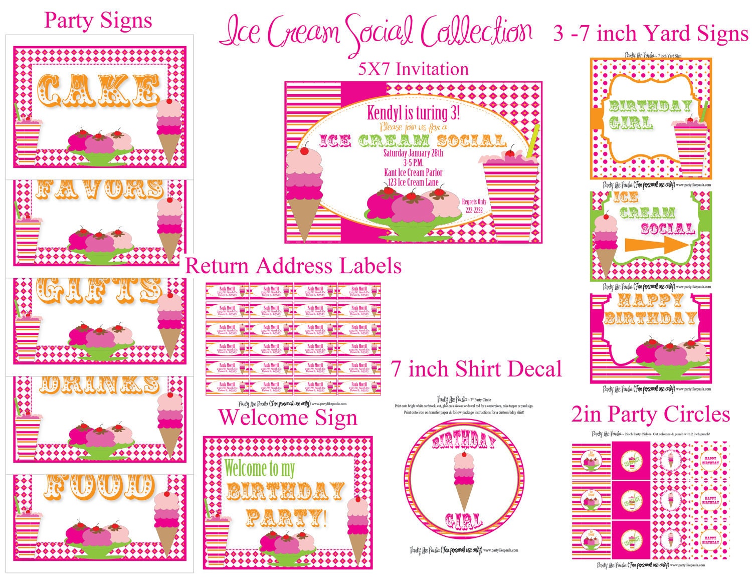 Printable Ice Cream Social Party Package...by Party Like Paula