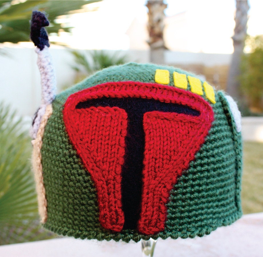 Boba Fett -ish Bounty Hunter Hat: Star Wars -ish Crochet Knit Beanie