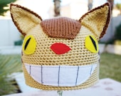 Catbus -ish Hat: Nekobus Beanie Hat - Japanese Cartoon Cat My Neighbor Totoro
