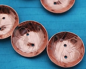 Handmade Copper buttons- iris copper buttons - Large Etched Art Nouveau copper buttons - x6