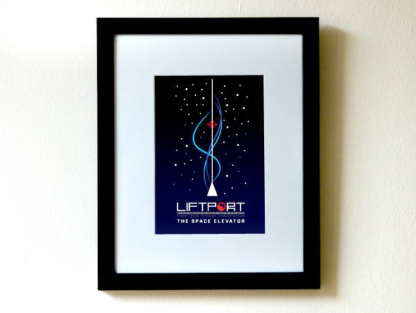 Limited Edition LiftPort Space Elevator Art Print 5x7 in.
