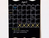 Monthly Chalkboard Calendar -- Large Monthly Planner -- Rewritable, Erasable Blackboard Organizer Il_170x135