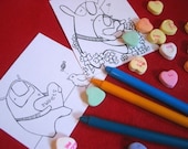 PDF ONLY VALENTINES print your own Color Your Own cards for kids-- lovable monsters with hearts & candy by might