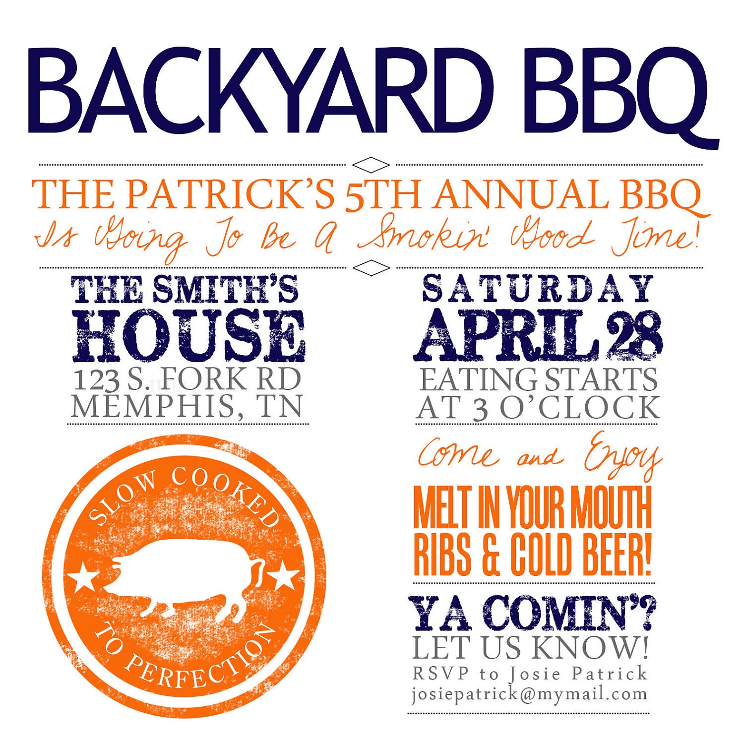 Summer Backyard BBQ Invitation- Perfect Invitation for Birthday Parties, Engagement Parties, Or Couples' Showers
