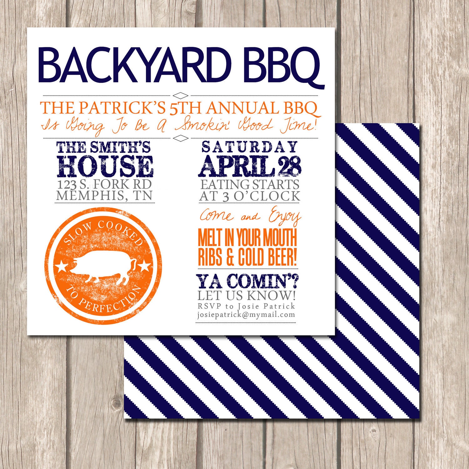 Summer Backyard BBQ Invitation- Perfect Invitation for Birthday Parties, Engagement Parties, Or Couples' Showers