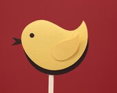 12 Yellow and Black Bird Cupcake Toppers