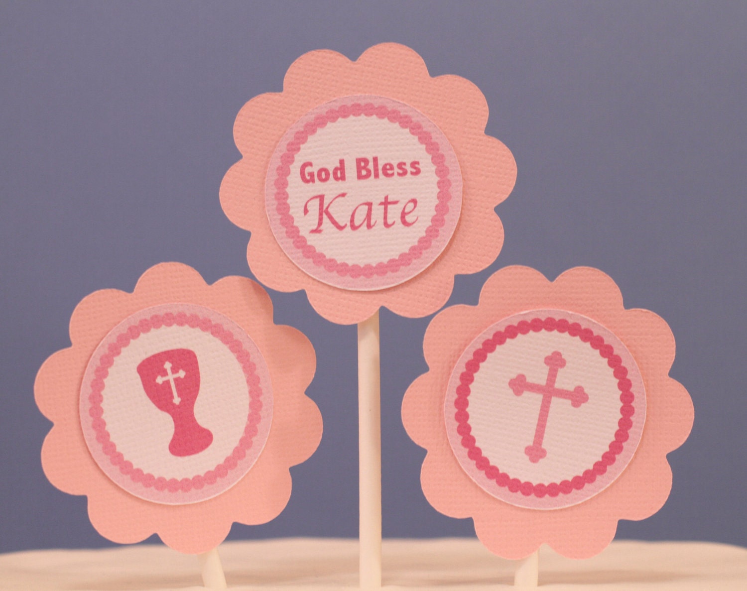 God Bless Pink Cross Cupcake Toppers Il_170x135