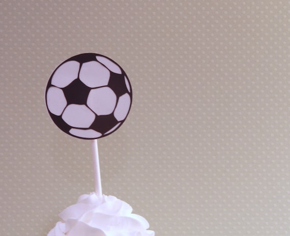 12 Soccer Ball Cupcake Toppers Il_570xn