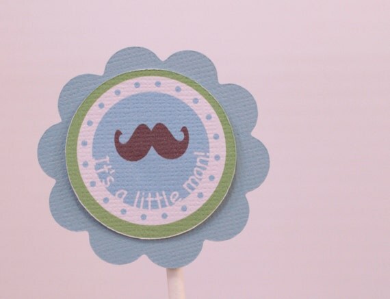 It's a Little Man Baby Shower Cupcake Toppers Il_570xn