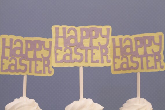 Happy Easter Sign Cupcake Toppers Il_570xn