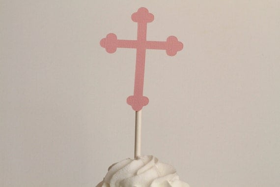 Pink Cross Cupcake Toppers Il_570xn