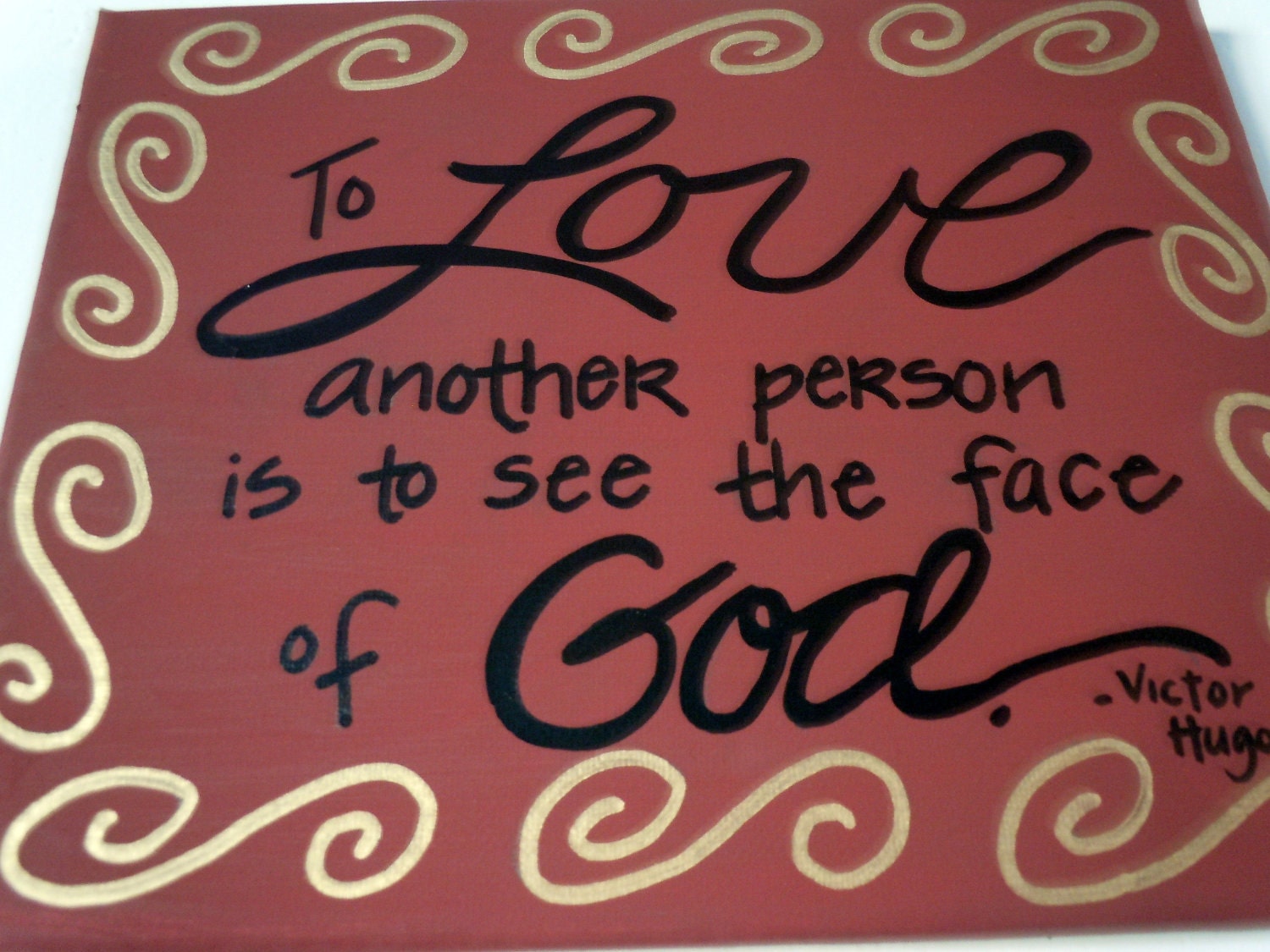 hand-painted 8x10 canvas with Les Miserables quotation