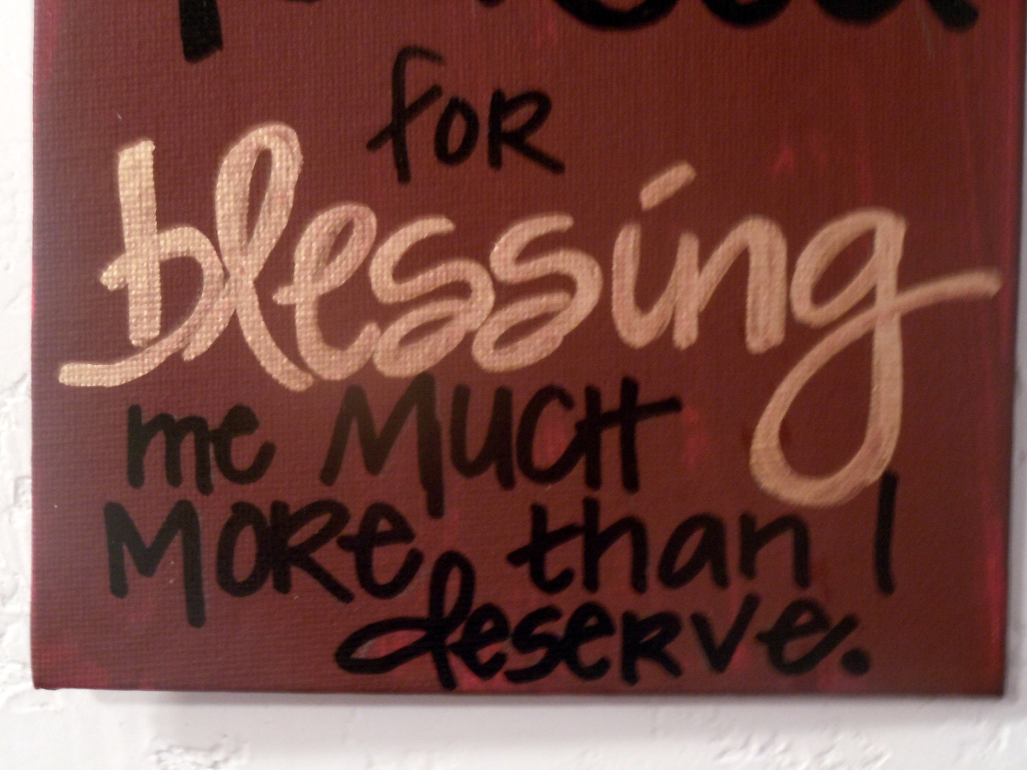 Hand-painted 6x8 canvas plaque with prayer of thanks