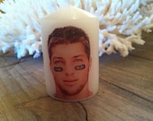 Tim Tebow Candle, pillar, football, inspirational, faith, new york jets, christian, sports