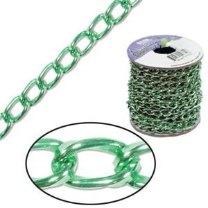 20 Foot Spool of  Green Aluminum Curb Chain 9.3 x 5.3mm WIDE