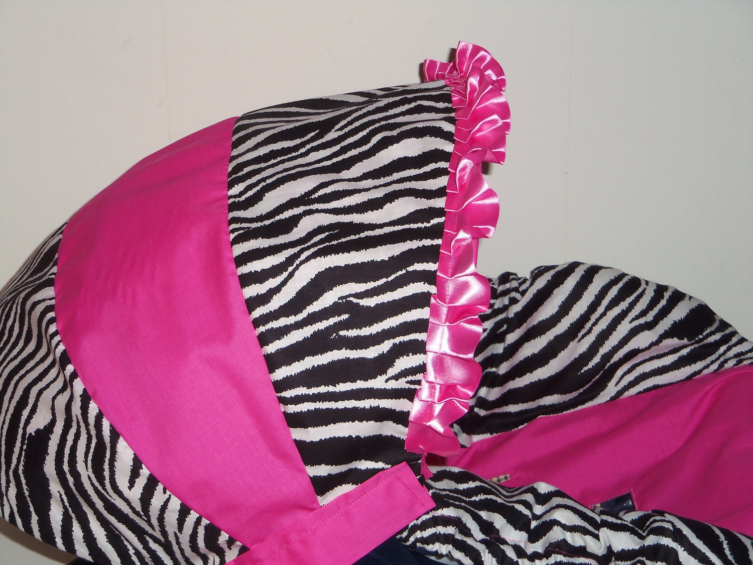 Zebra and hot pink baby car seat cover infant seat cover slip cover Graco fit Zebra and Hot pink