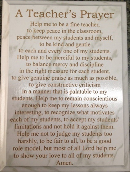Laser Engraved Teacher Prayer Plaque