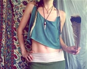 gaia crop top. organic bamboo hemp blend. hand dyed color- peacock.  'made to order'