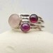 In The Pink - Sterling Silver Stacking Rings set - Rose Quartz, Ruby and Garnet