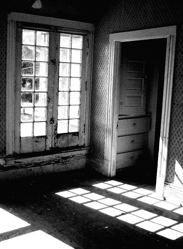 Black, White and Grey 11 x 14 Photo Taken in Abandoned Home, Titled '28 Panes'