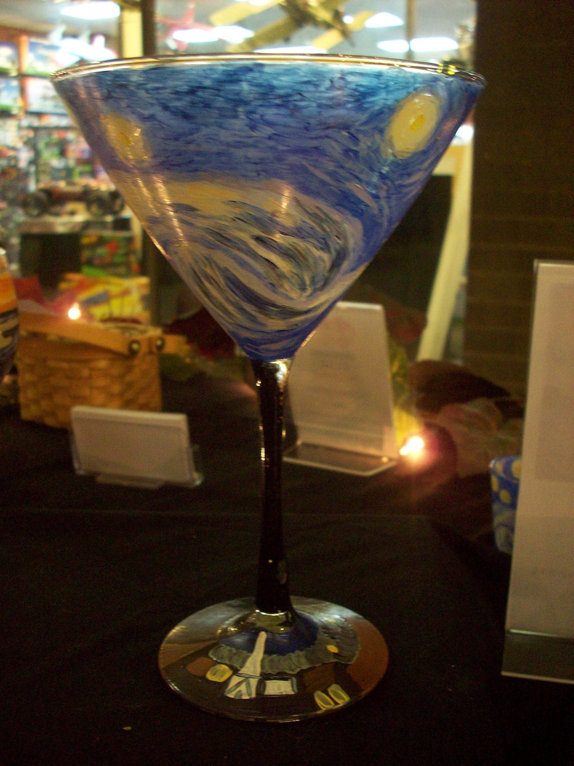 Starry Night hand-painted martini glass