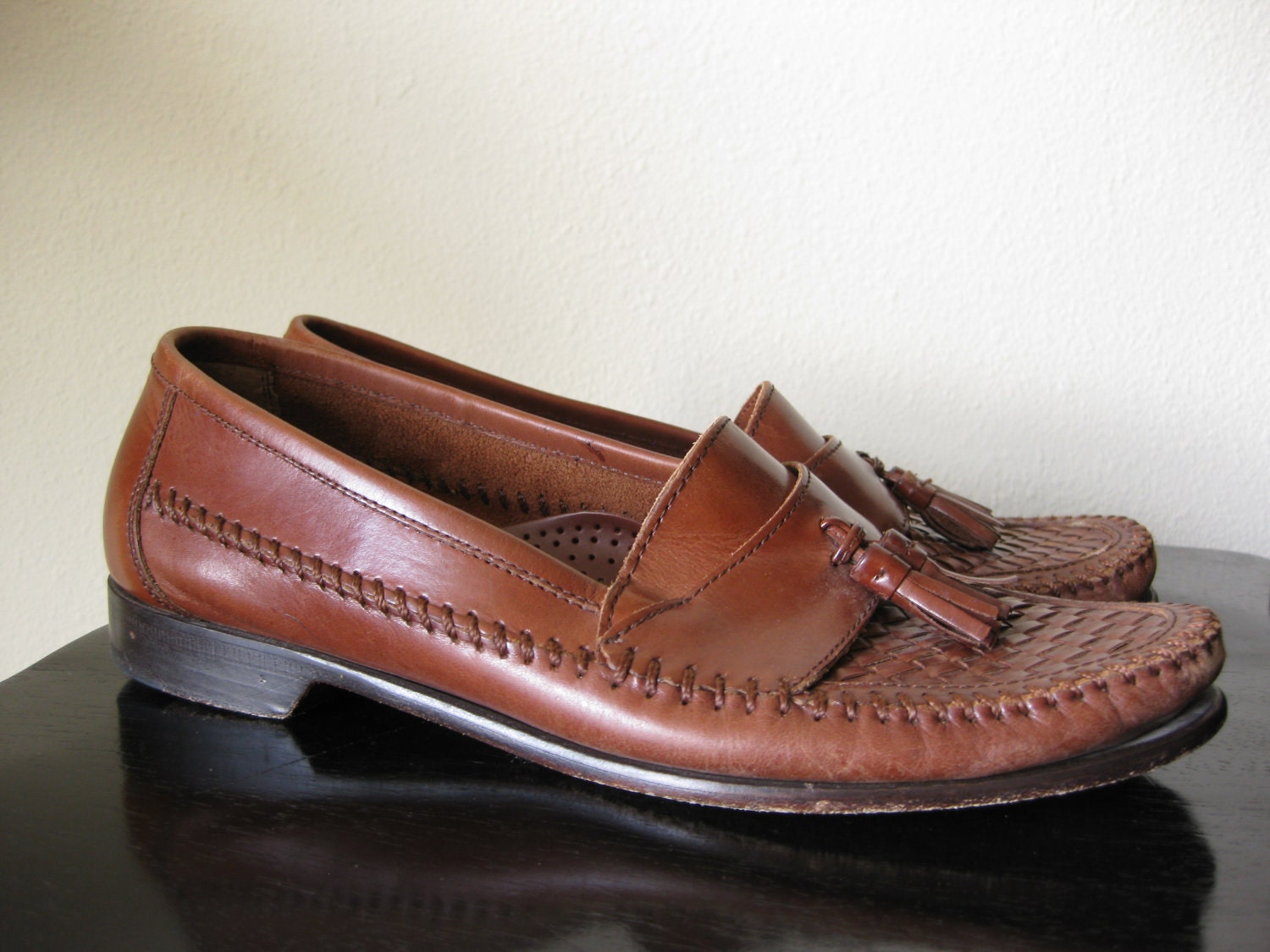Darling 9 1/2 M 11 W Vintage Brown Leather Loafers Bass