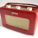 1960's Collectible Roberts R200 Transistor Radio in red. Leather-covered teak case. English early 60's vintage. Fully working