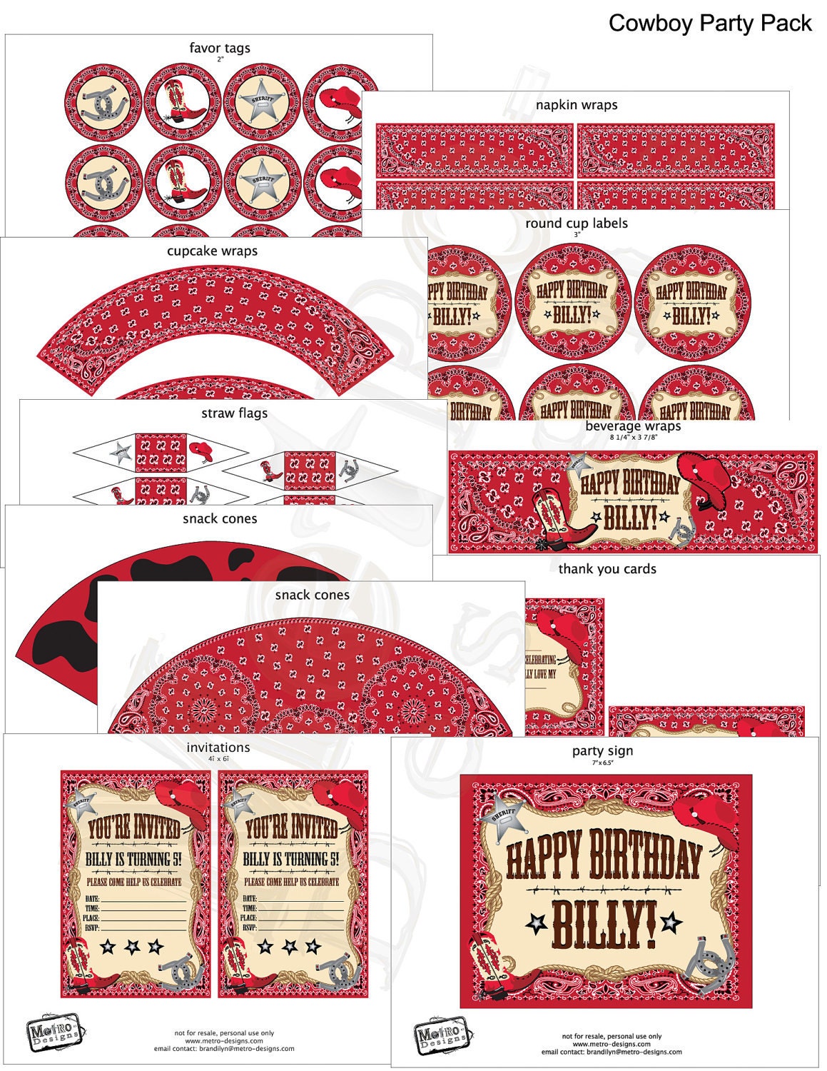 Cowboy - Party Kit Il_570xn