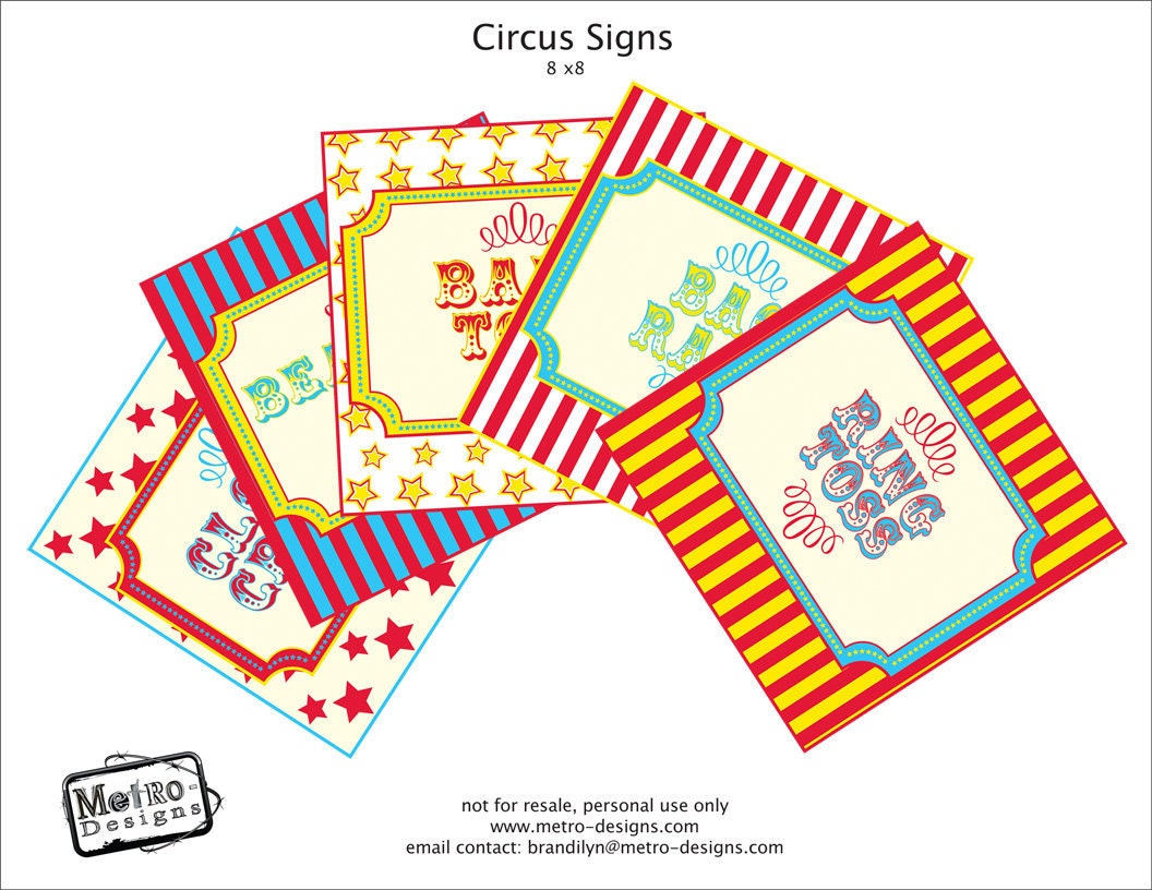 Circus Signs - 30qty Printable Il_570xn