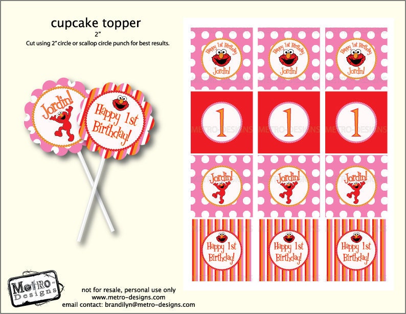Elmo - Cupcake Toppers, Favor Tags Il_570xn
