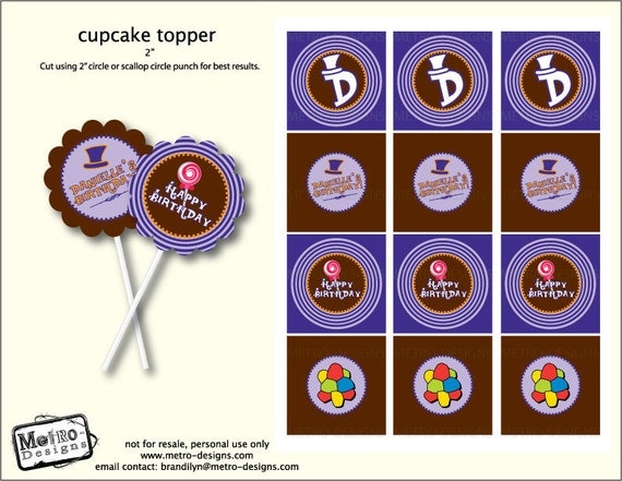 Chocolate Factory Party Toppers - Digital File Il_570xn