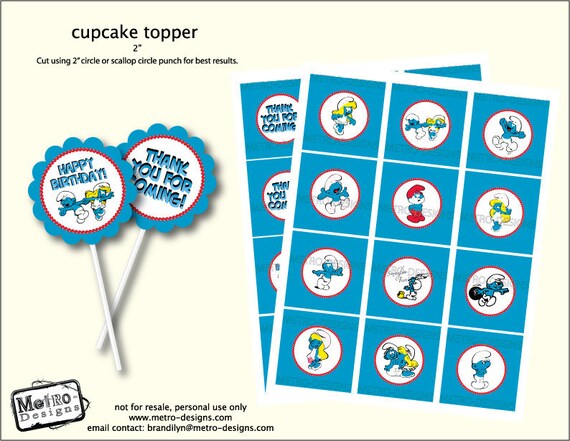 Smurfs , Favor Tags, Digital File - by Metro Events/Metro-Designs Il_570xn