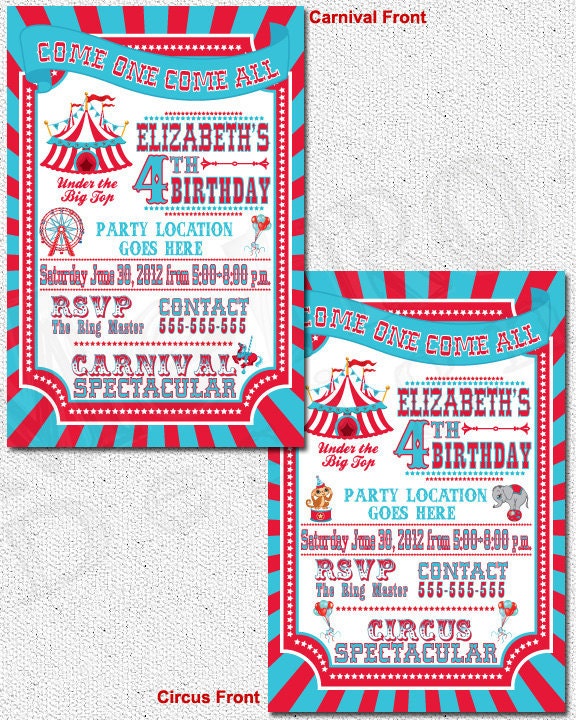 Carnival Party Invitations - Printable File Il_570xn
