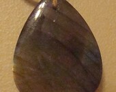 Green Irridescent Natural Stone--Tear Drop Shaped--Free Shipping in U.S.
