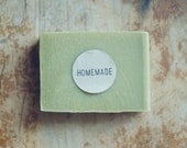 48 Homemade or Handmade Hand-Stamped Kraft Circle Stickers