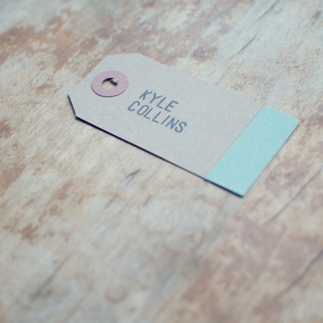 Rustic Place Cards Hand-Stamped with Full Names on Kraft Shipping Tags (Custom)