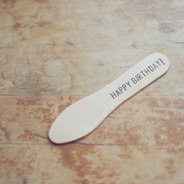 50 Wood Ice Cream Spoons with Custom Hand-Stamped Text on Handle