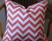 Zig Zag 20" Chevron Pillow Cover (Coral/White)