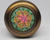 Polymer Clay Cabinet Knob or Pull Brushed Antique Gold