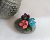 Hand felted Stone, Rock of wool decorated with flowers Home decor, Unique Christmas Gift , Natural, Folk, Rustic