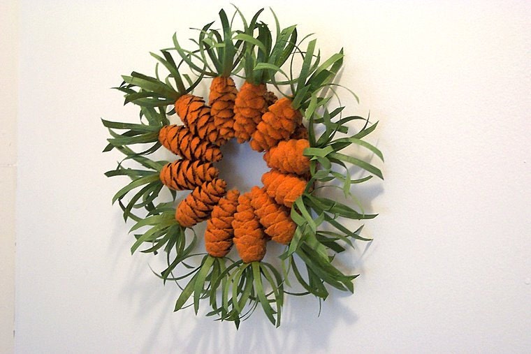 Pine Cone Carrot Wreath Easter Spring or Summer