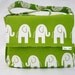 Diaper Bag - Boy or Girl - "Elephant Parade" in chartreuse green - Large Messenger Bag with Inner and Outer Pockets