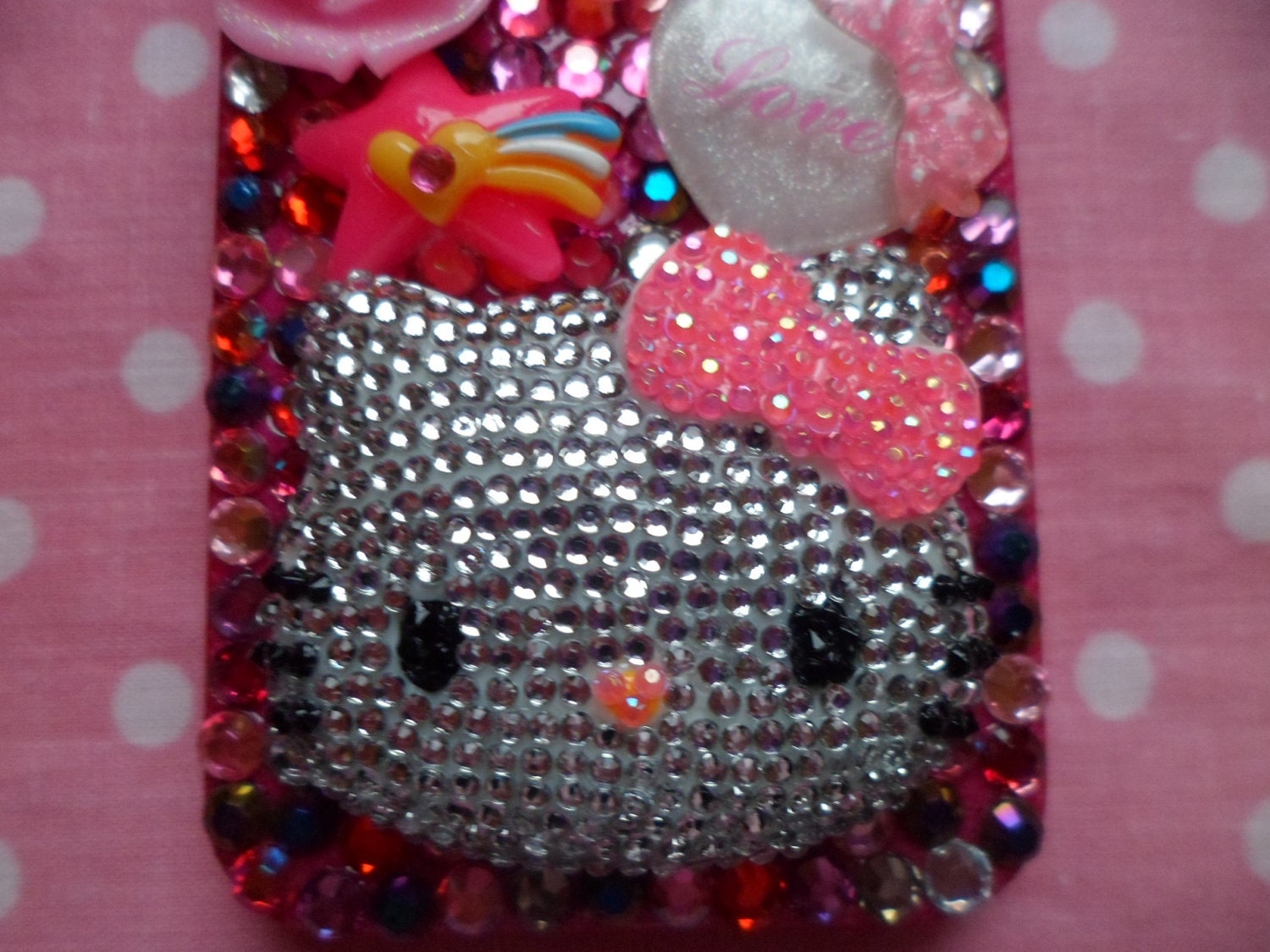Bling Rhinestone Hello Kitty Head Kawaii iPhone 4 Cell Phone Case