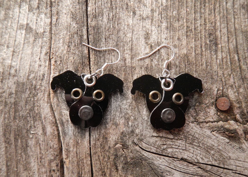 Earrings Jewelry Pit Bull Pittie Dog Breed Pet Lover Aluminum Custom Rivets