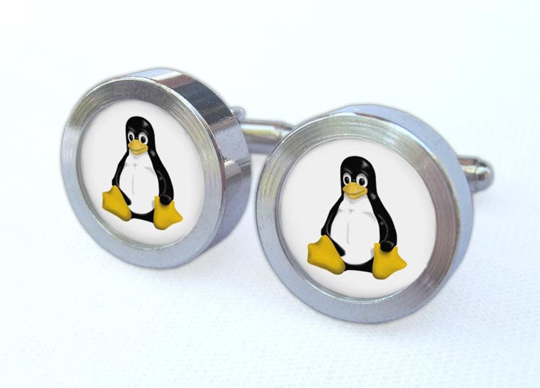 Tux Linux Penguin Cufflinks -- Design Gift for wedding, groomsmen, and university graduation
