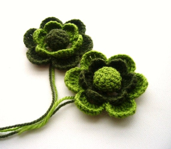 Crochet Applique - Crochet Flowers Brooches - Home decor - Pack of 2