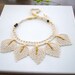 Hand Crochet Natural Linen  Necklace Choker Leaves